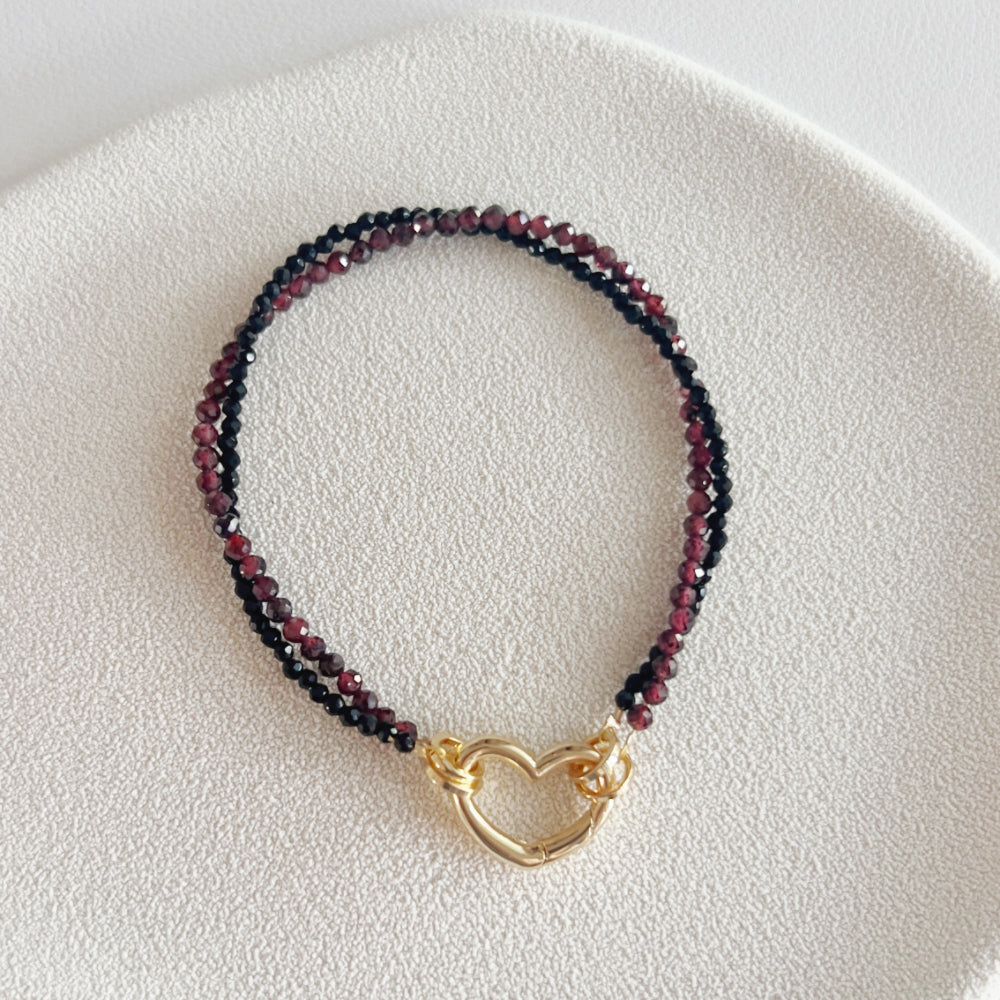 Mix and Match Stackable Crystal Bracelet 2mm Red Garnet