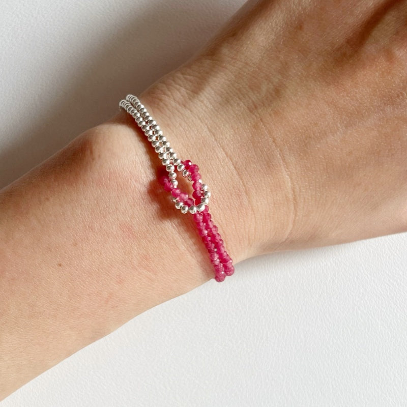 Bracelet de Cristal Empilable en Rhodochrosite Carré 2mm