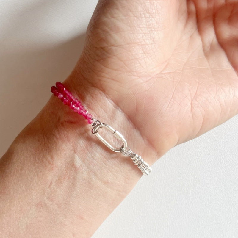 Bracelet de Cristal Empilable en Rhodochrosite Carré 2mm