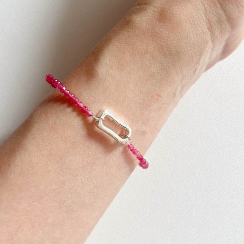 Bracelet de Cristal Empilable en Rhodochrosite Carré 2mm