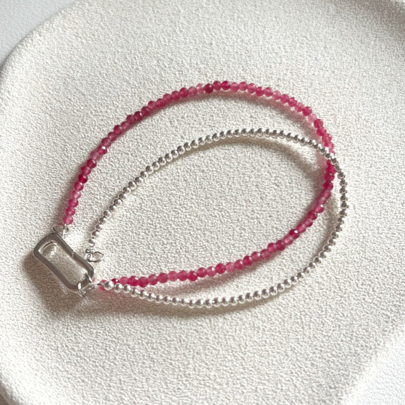Bracelet de Cristal Empilable en Rhodochrosite Carré 2mm