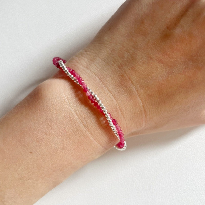 Bracelet de Cristal Empilable en Rhodochrosite Carré 2mm