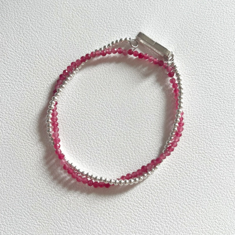 Bracelet de Cristal Empilable en Rhodochrosite Carré 2mm