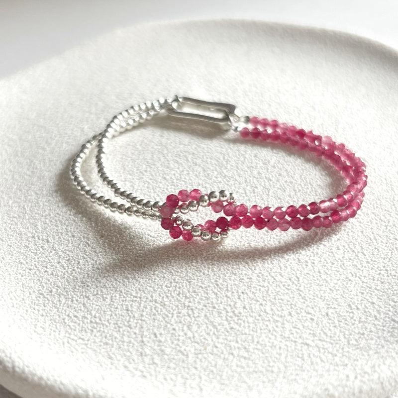 Bracelet de Cristal Empilable en Rhodochrosite Carré 2mm