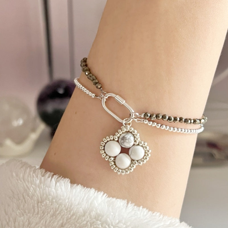 Stackable Crystal Bracelet 925 silver beaded bracelets (Charm not included)