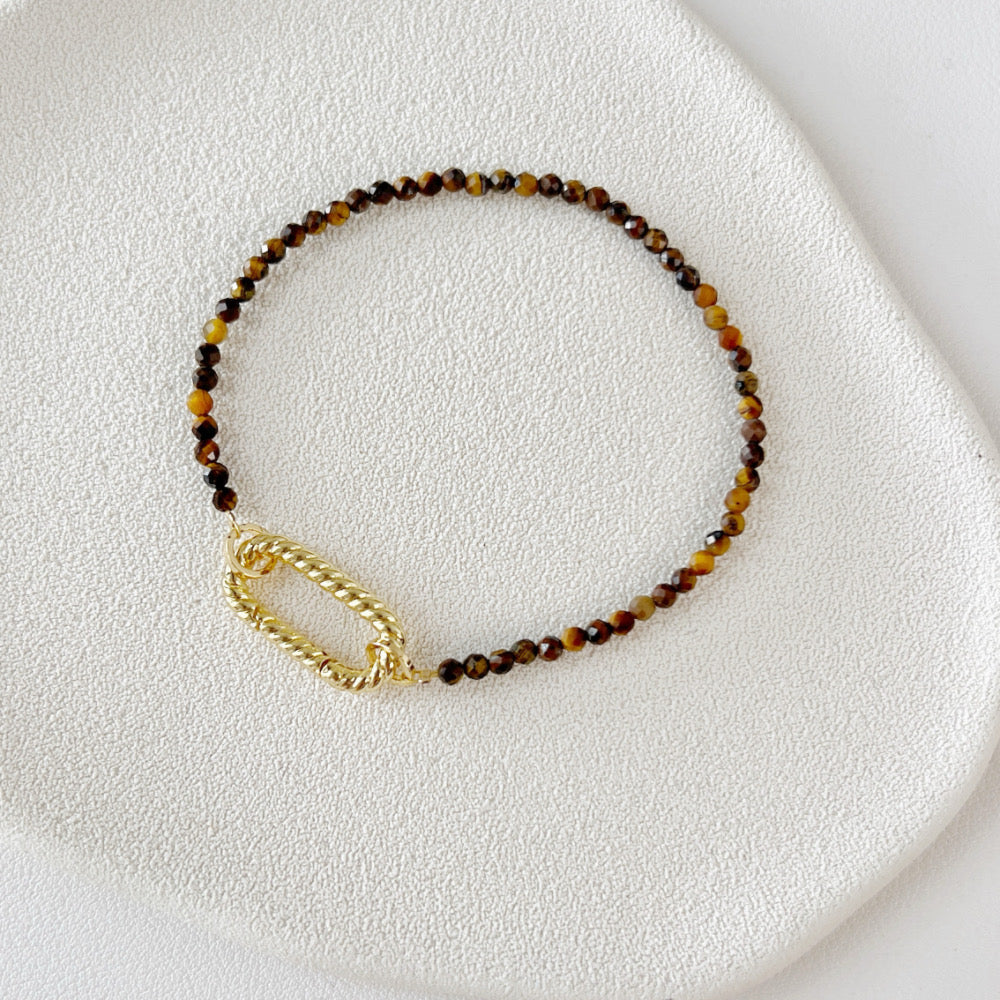 Mix and Match Stackable Crystal Bracelet 2mm Tiger's Eye (Charm and Clasp separated)