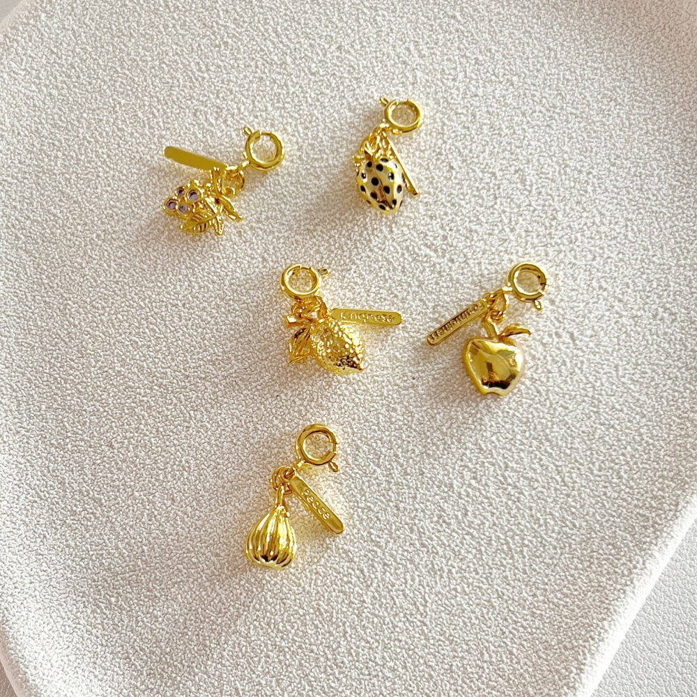 Golden Color Charms Food and Fruit Theme