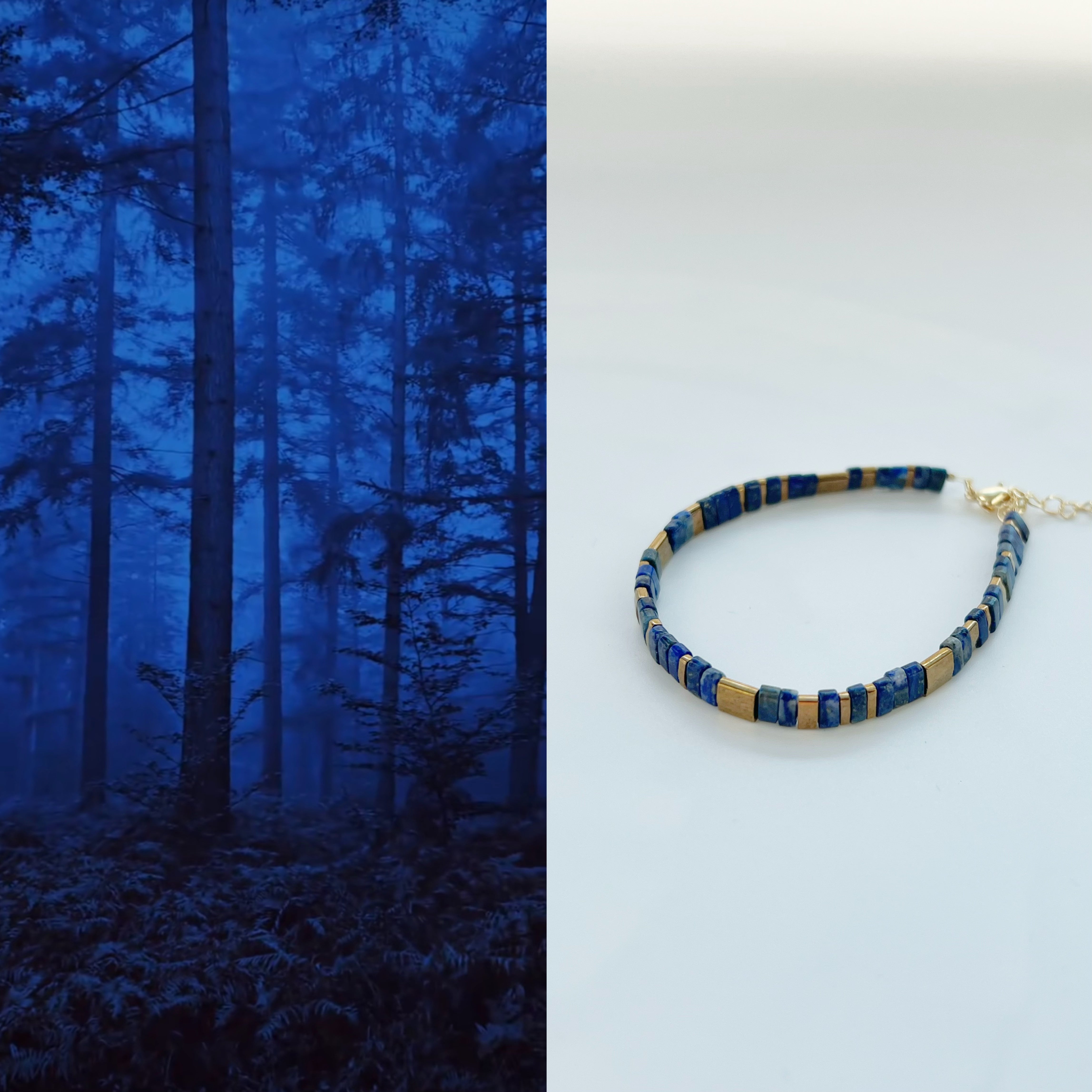 Natural Forest Tila Lapis Lazuli Bracelet