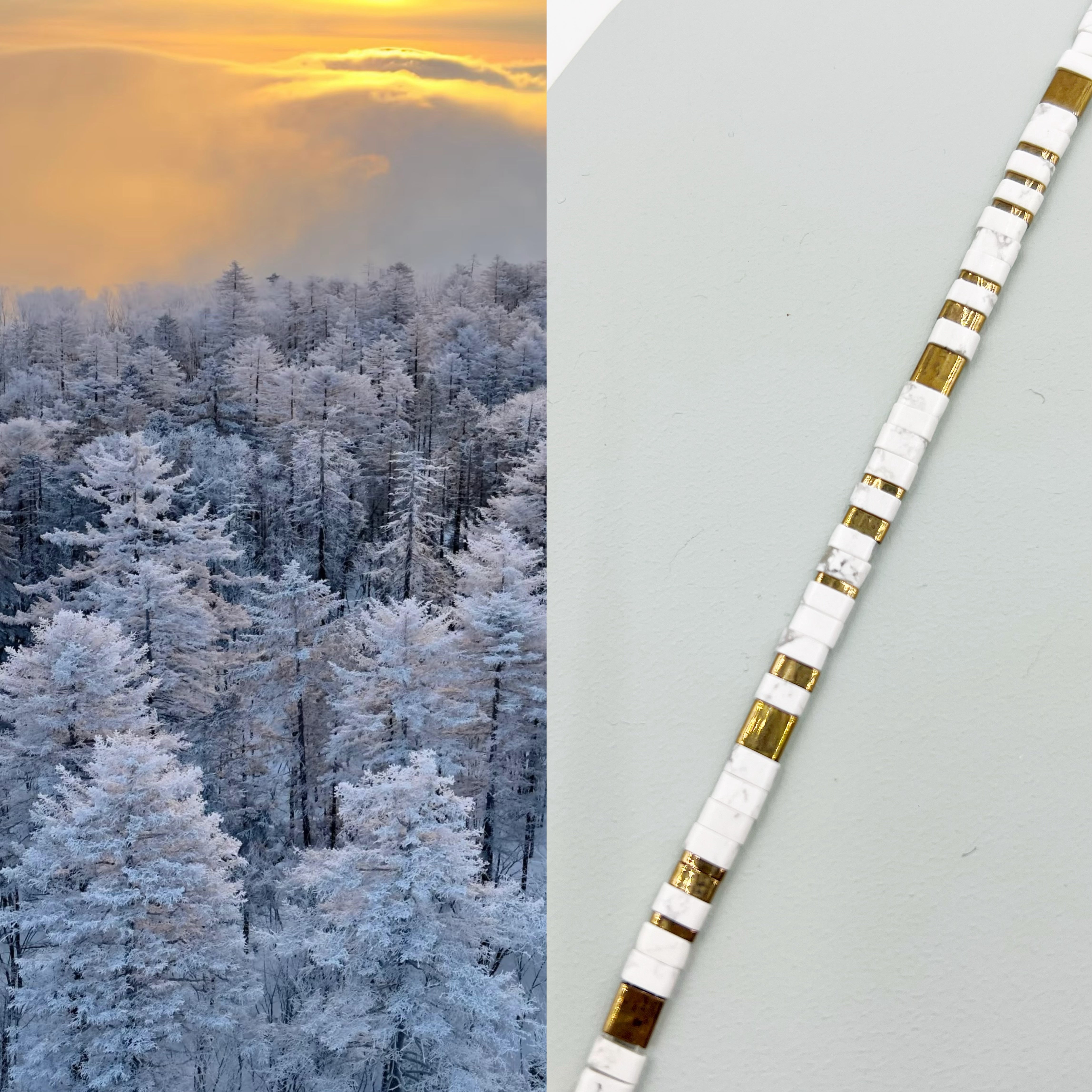 Wintry Forest Howlite Tila Bracelet