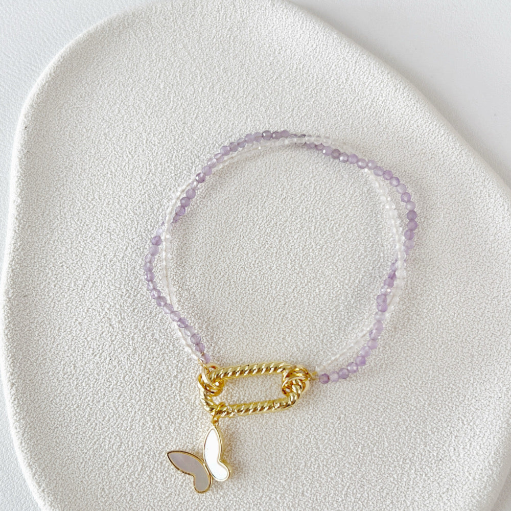 Stackable Crystal Bracelet 2mm Amethyst (Charm not included)
