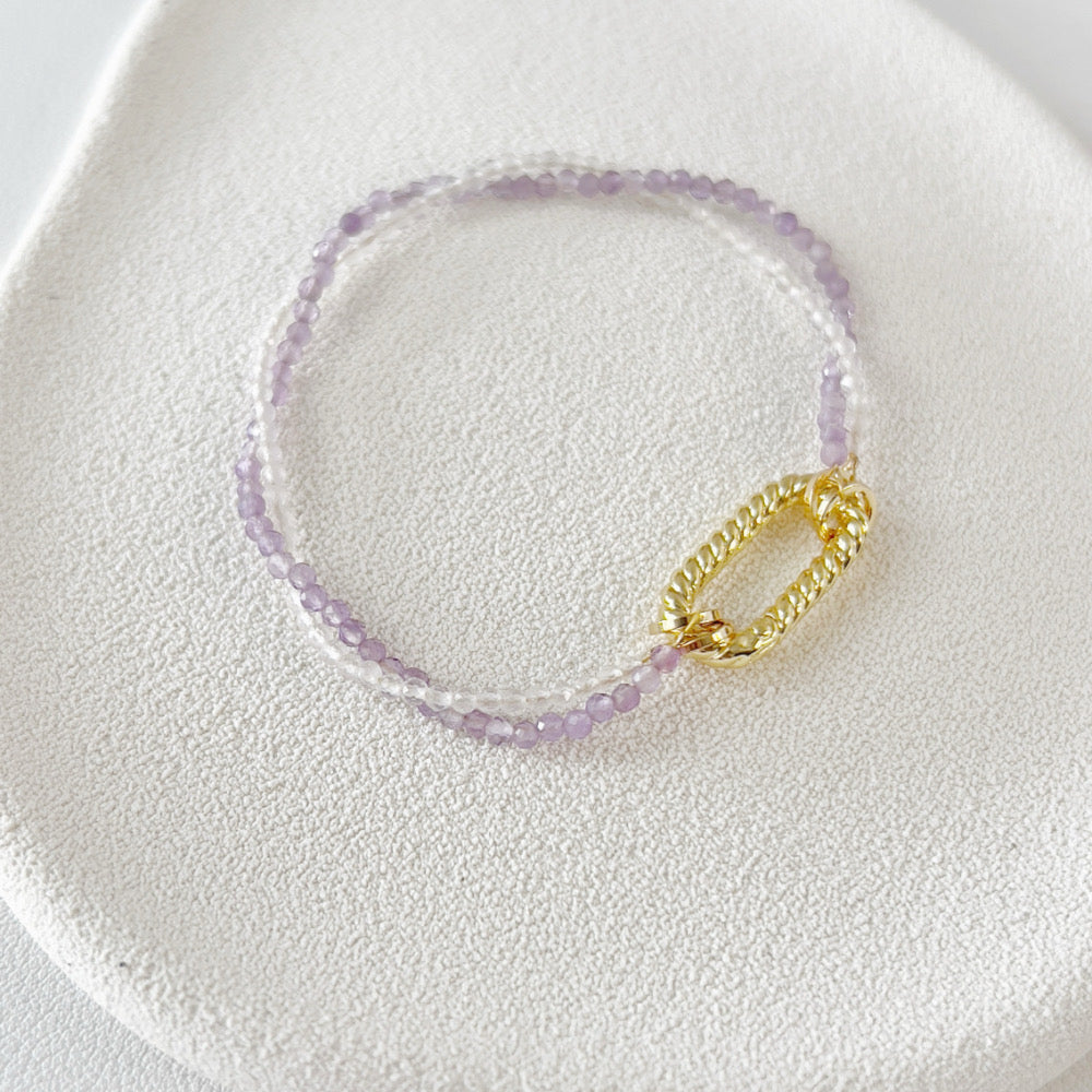 Stackable Crystal Bracelet 2mm Amethyst (Charm not included)