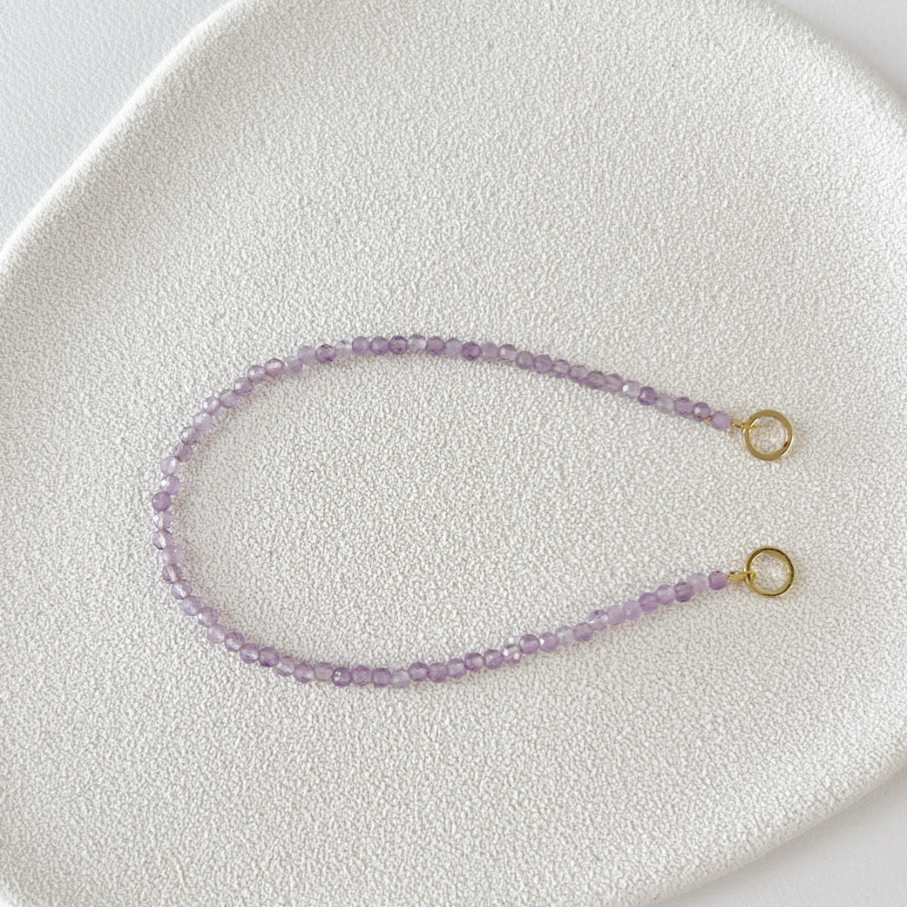 Stackable Crystal Bracelet 2mm Amethyst (Charm not included)