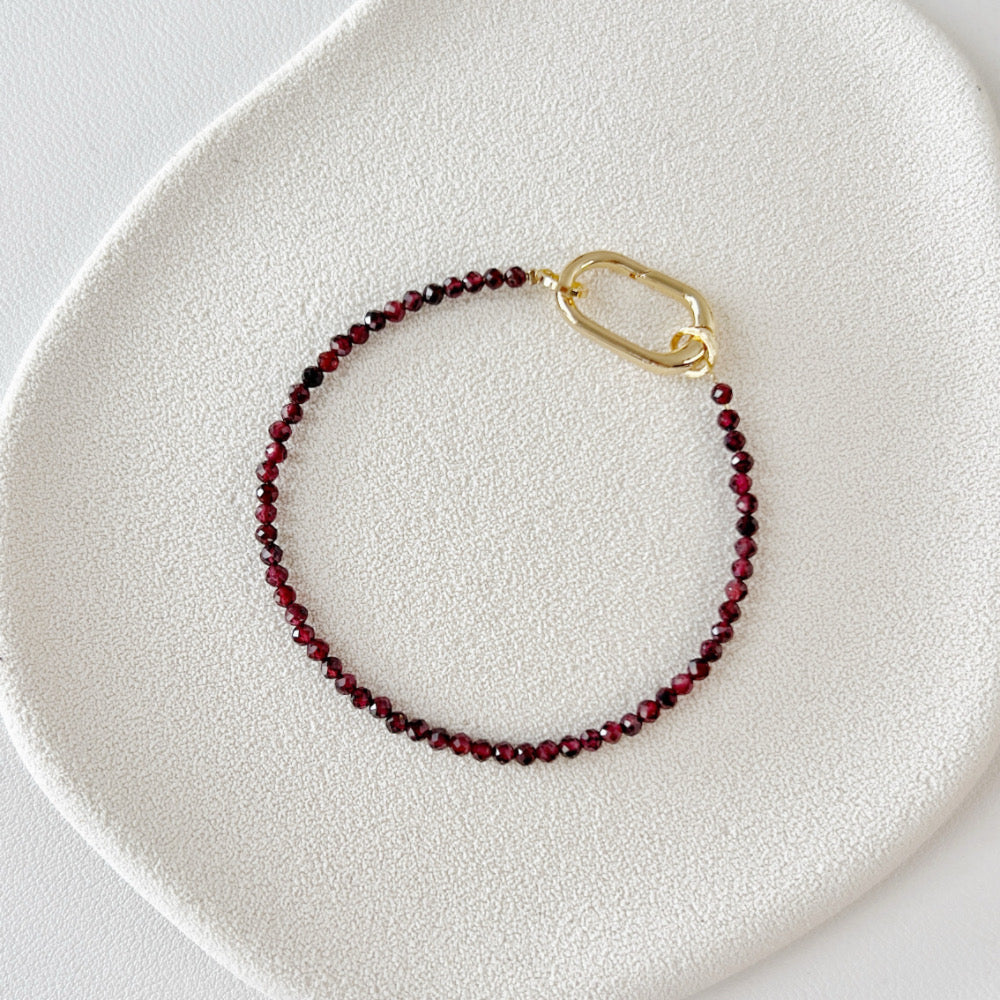 Mix and Match Stackable Crystal Bracelet 2mm Red Garnet