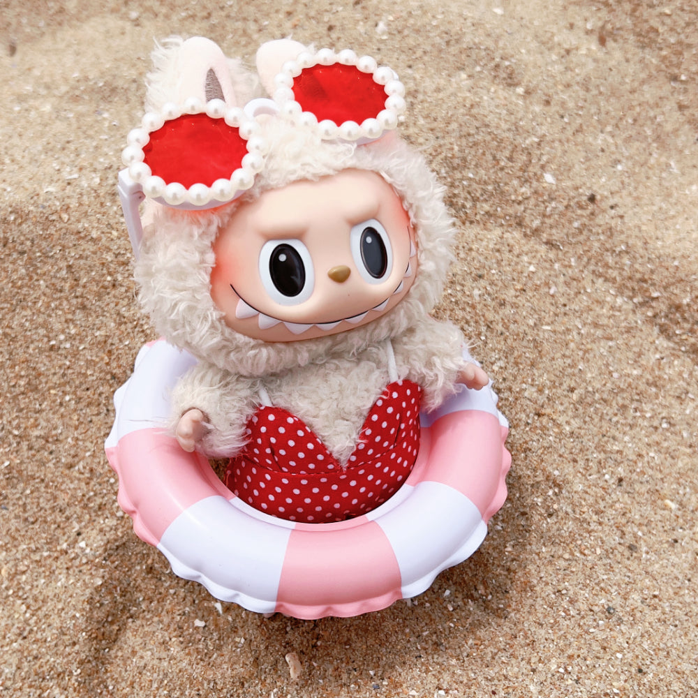 Labubu in red swimsuit outfit
