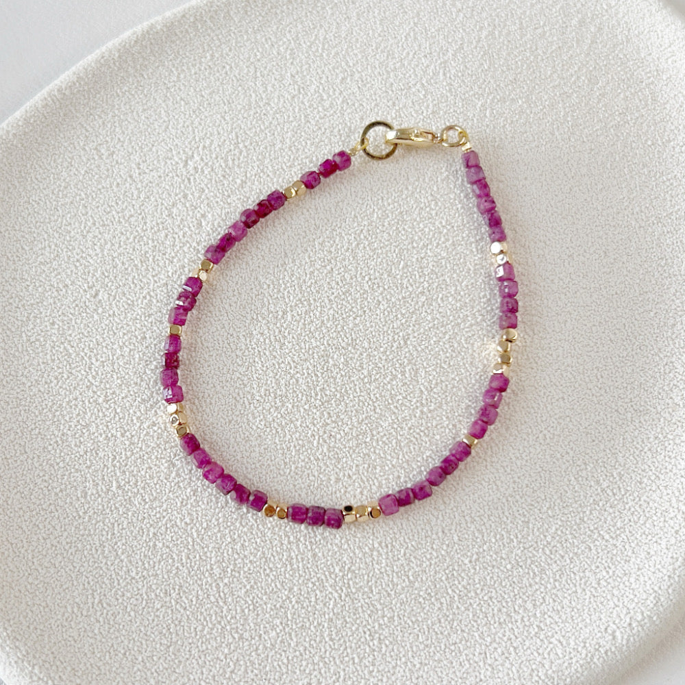 Mix and Match Red Ruby 3mm Single Bracelet