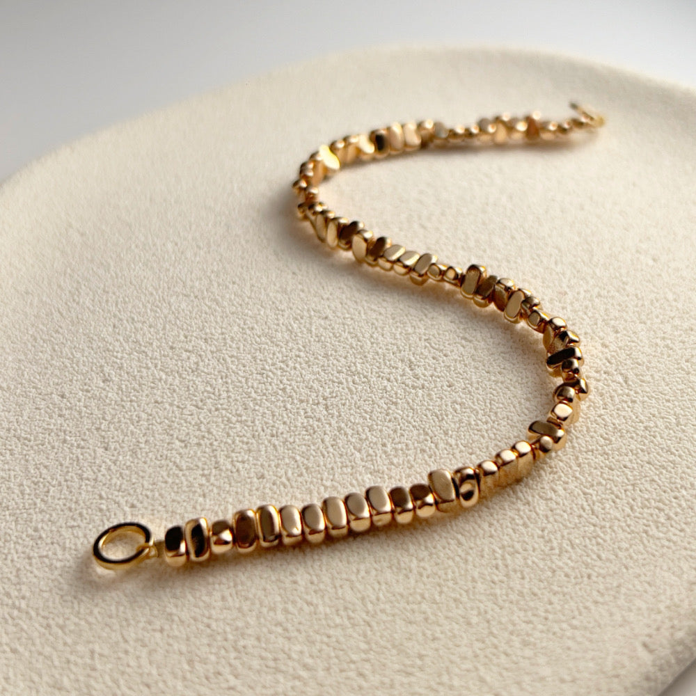 Mix and Match Stackable Bracelet Golden Beads Rectan (Charm and Clasp separated)