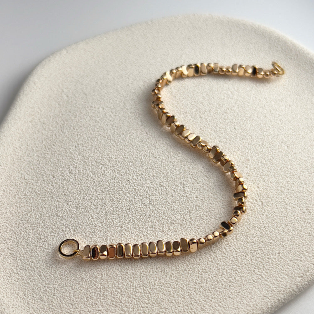 Mix and Match Stackable Bracelet Golden Beads Rectan (Charm and Clasp separated)