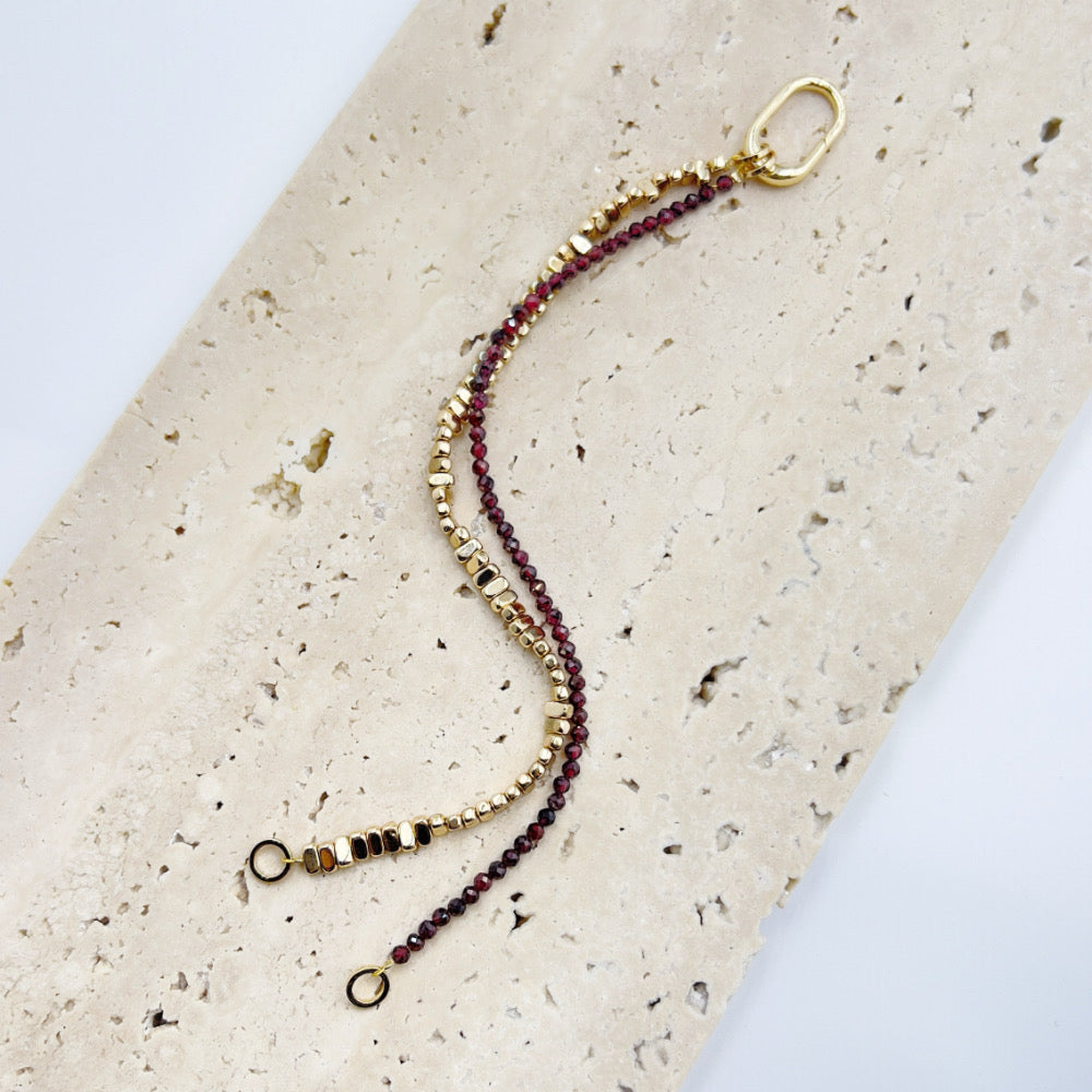 Mix and Match Stackable Crystal Bracelet 2mm Red Garnet