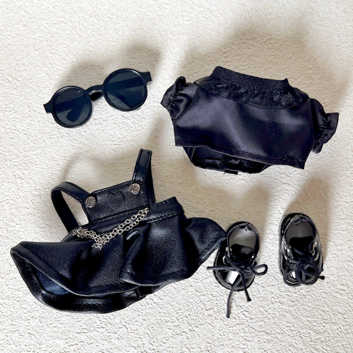 Labubu Leather Dress Chic Set - Edgy Doll Fashion for Avant-Garde Collectors