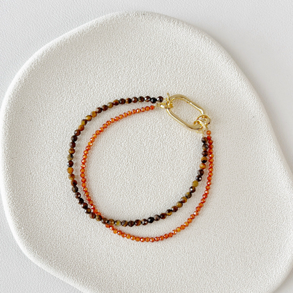 Mix and Match Stackable Crystal Bracelet 2mm Mandarin Garnet