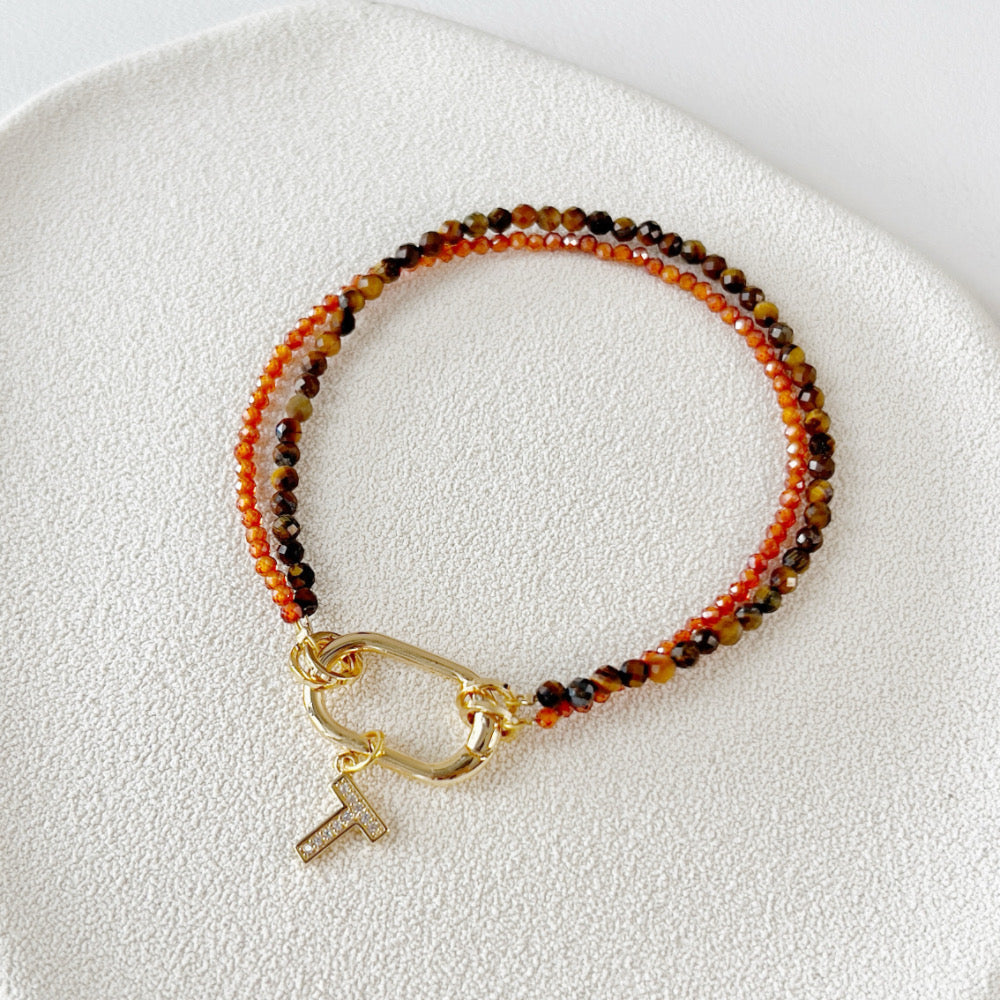 Mix and Match Stackable Crystal Bracelet 2mm Mandarin Garnet
