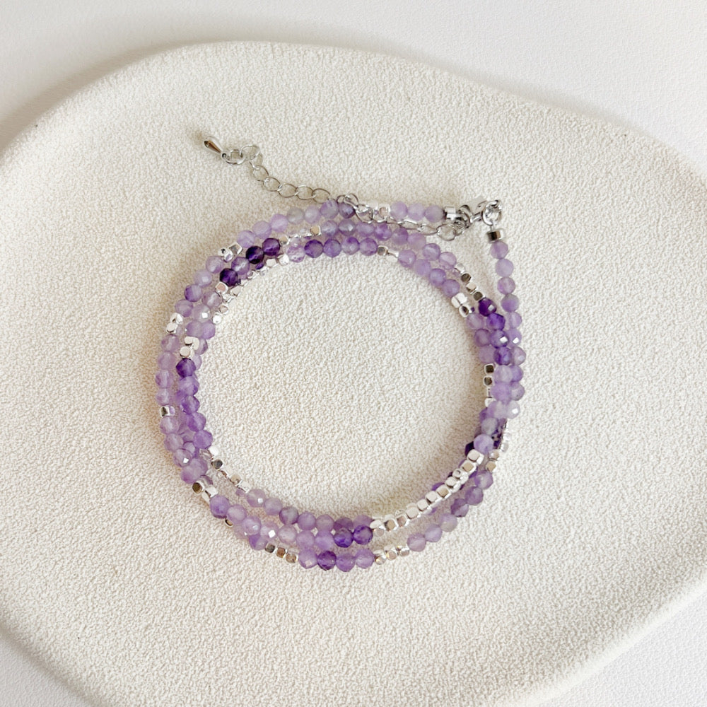 Mix and Match Crystal Necklace 2mm Amethyst