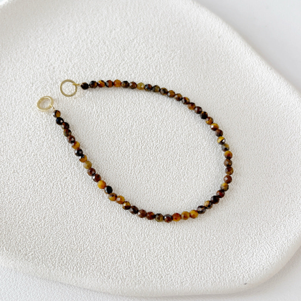Mix and Match Stackable Crystal Bracelet 2mm Tiger's Eye (Charm and Clasp separated)